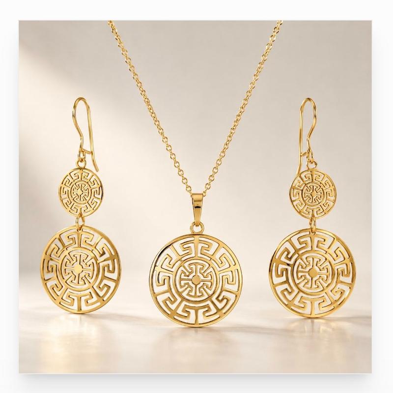 نیم ست طلا ۱۸ عیار زنانه مدل یونانی طرح ورساچه Versace
