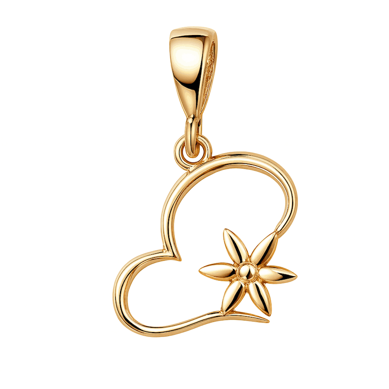 آویز طلا قلب و گل