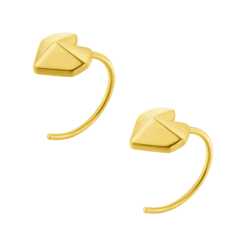 گوشواره نیم‌حلقه قلب الماسی کد SB001