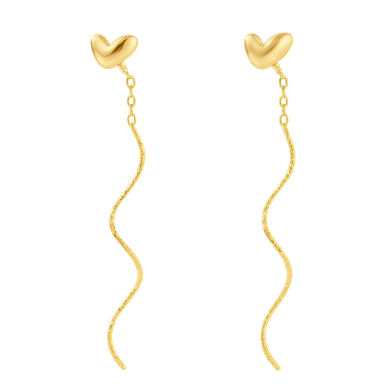 گوشواره بخیه ای موج دار مدل قلب دفرم کد SA002