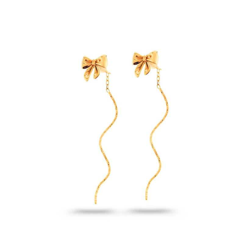 گوشواره بخیه ای موج دار پاپیون کد GD002