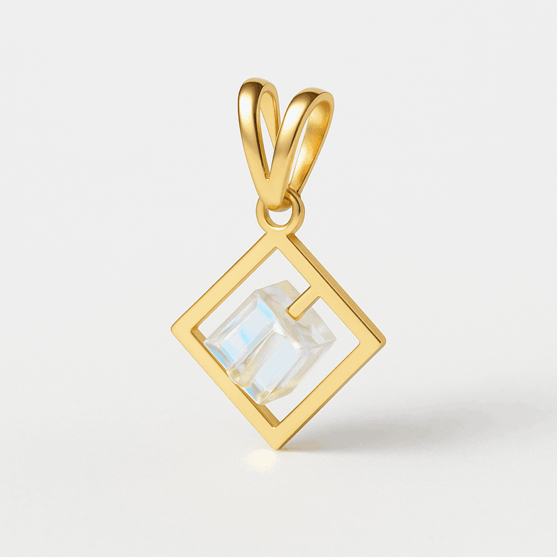 آویز طلا سواروفسکی مکعب