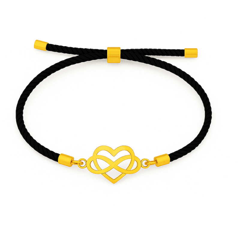 دستبند نخی طلا قلب بینهایت