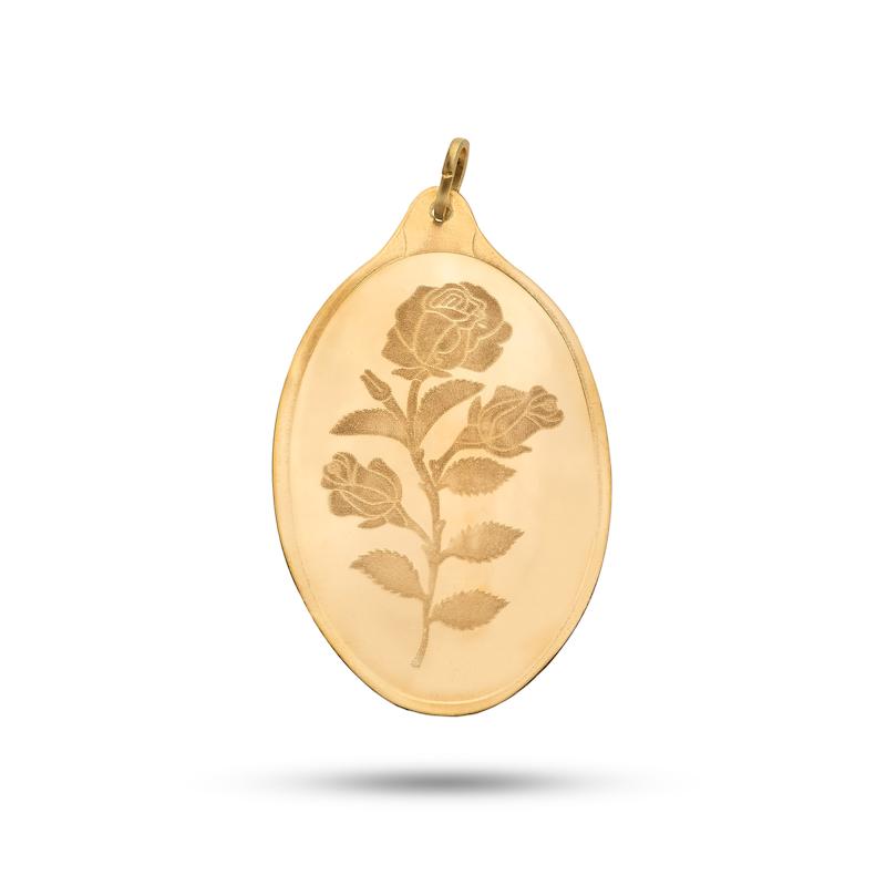 پلاک طلا (آویز)  ونوس مدل گل رز کم اجرت