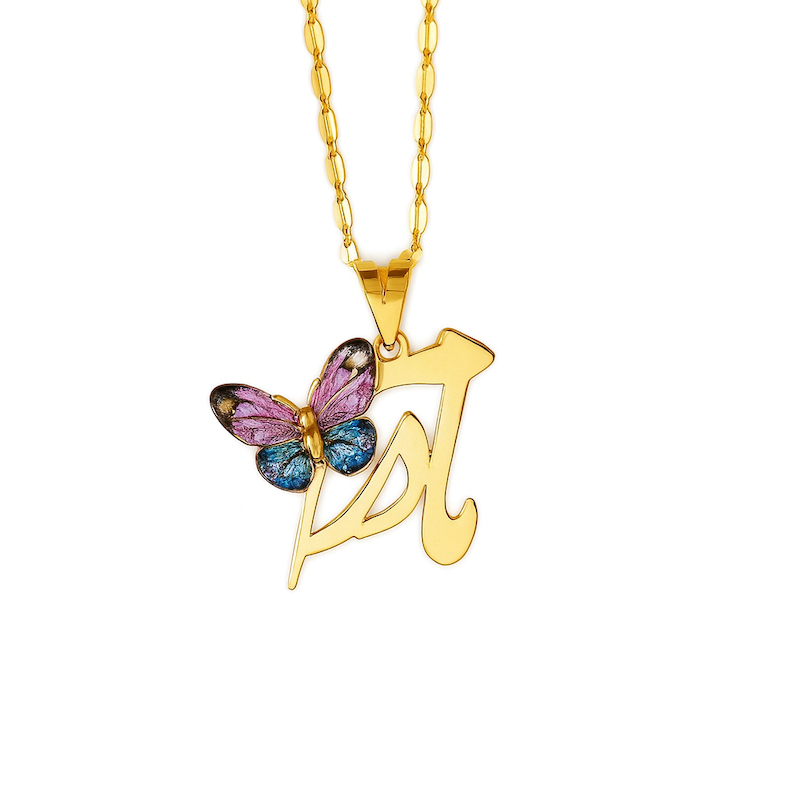 پلاک آویز طلا سواروفسکی پروانه مادرم