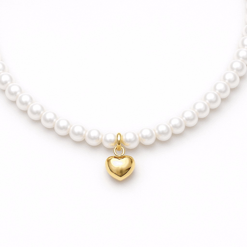 گردنبند چوکر مرواریدی طلا قلب دامله