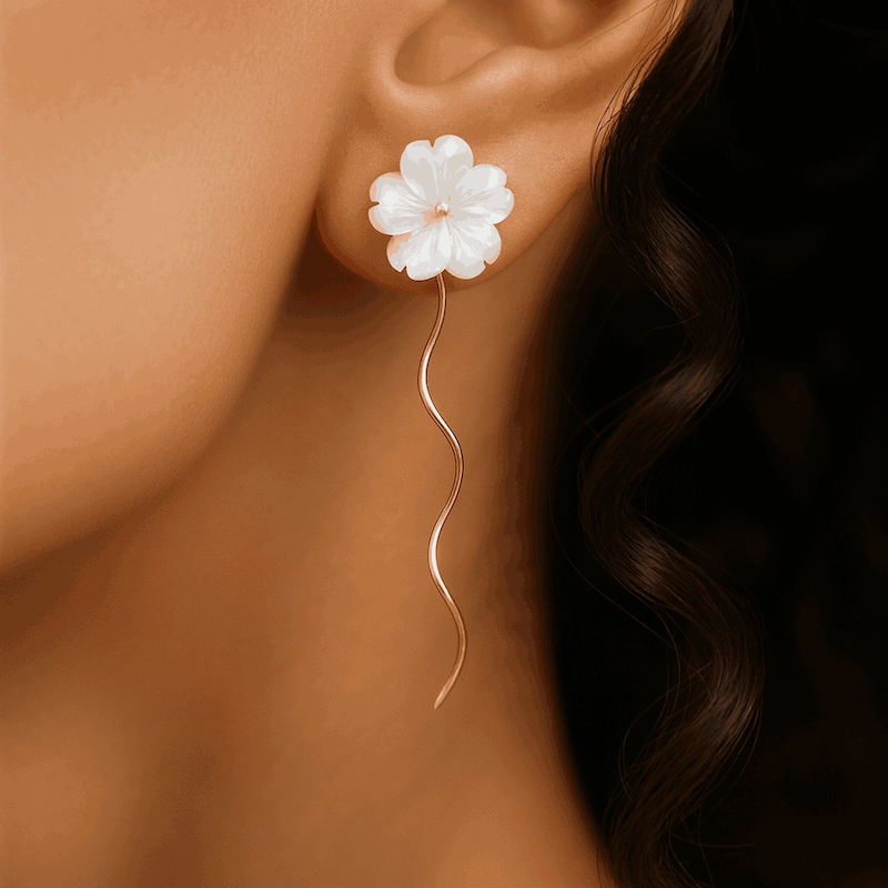 گوشواره کرلی گل صدفی