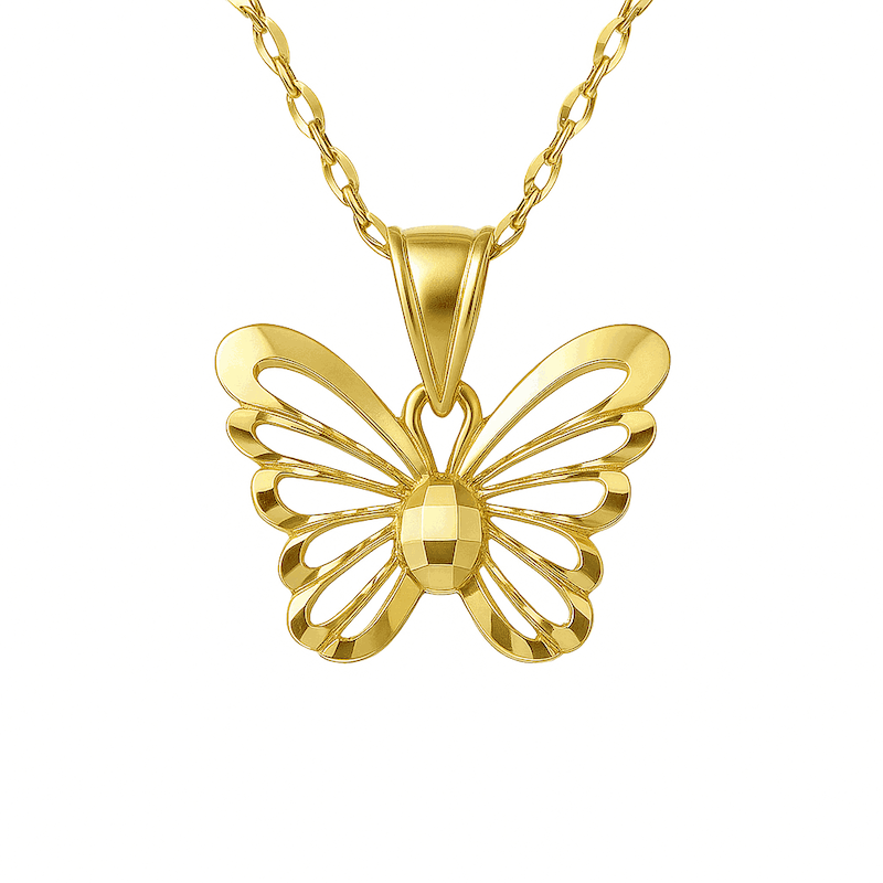 پلاک آویز طلا پروانه تراش الماسی لوکس مش بافی