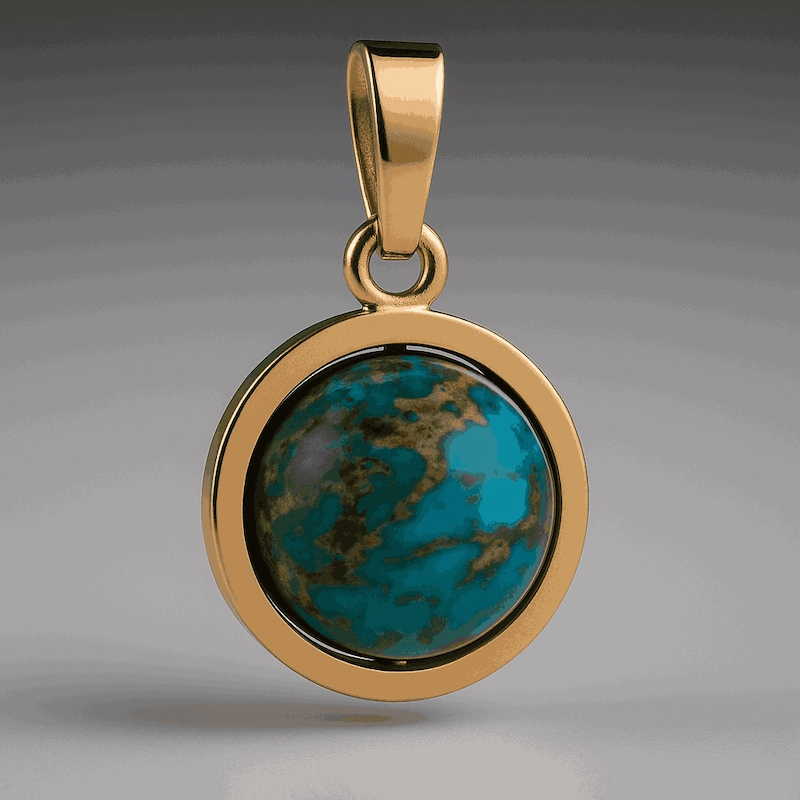 آویز طلا با سنگ فیروزه کروی