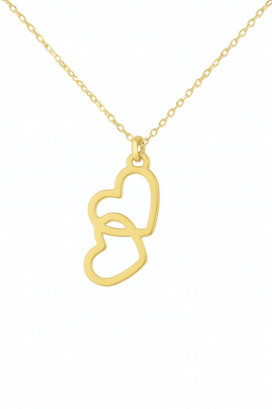 آویز پلاک طلا دو قلب