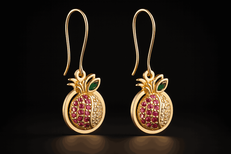 گوشواره طلا انار سواروفسکی