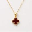 گردنبند زنانه طلا ۱۸ عیار ونکلیف قرمز کارنلین Carnelian با زنجیر