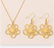 نیم ست طلا ۱۸ عیار مدل گل توری ونکلیف فلاور Flowerlace با آویز عصایی