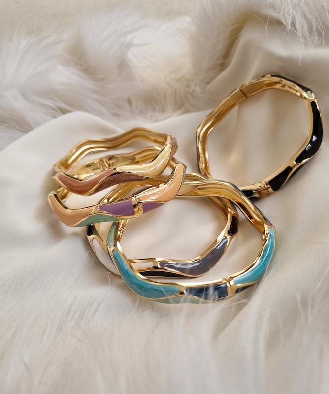 بنگل مینا کاری مدل موج ظریف