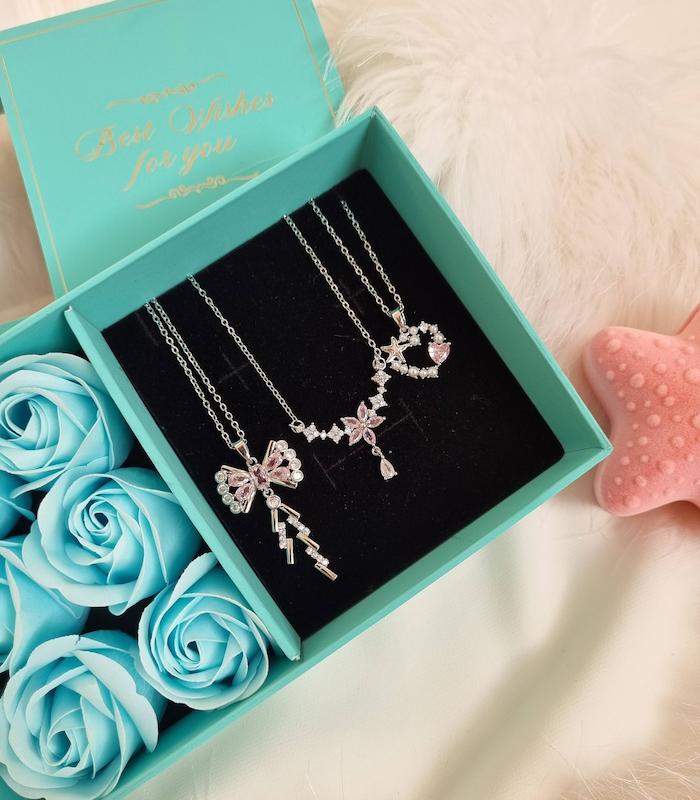 گردنبند فانتزی استیل صورتی