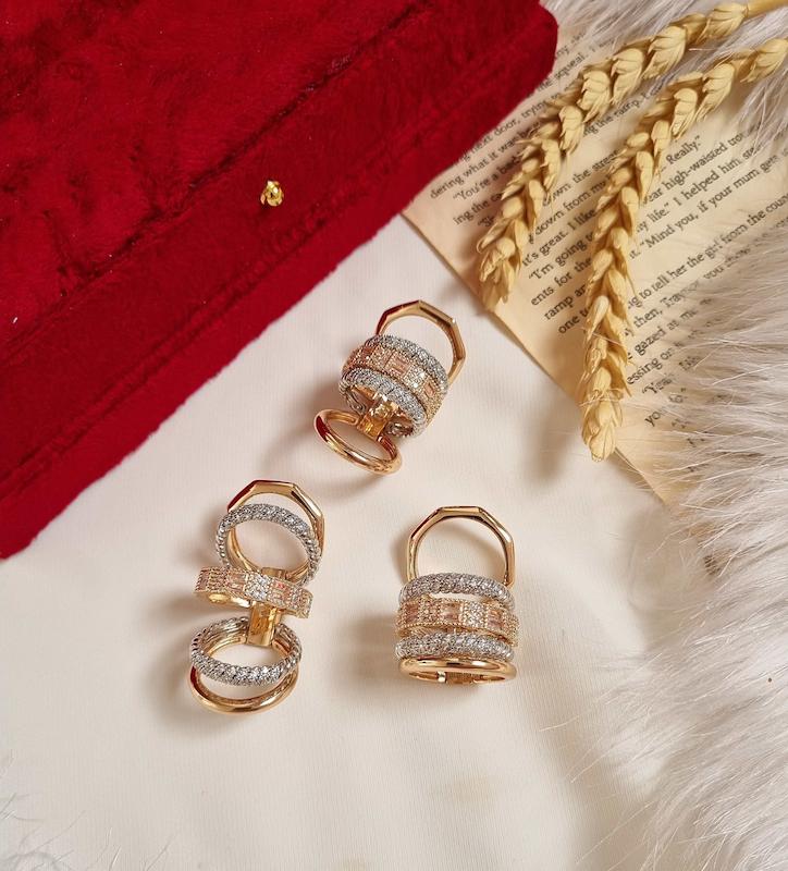 انگشتر پورتوفینو دو رنگ جواهری