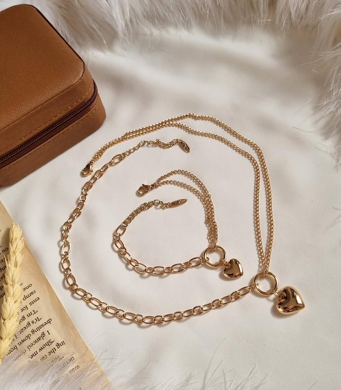 ست دستبند و گردنبند ژوپینگ قلب S1