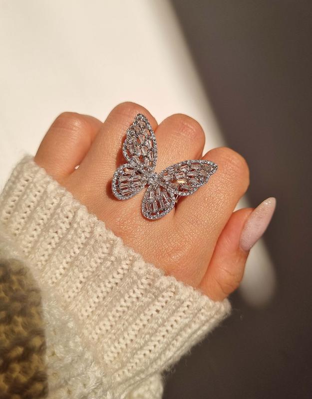 انگشتر جواهری پروانه فری سایز