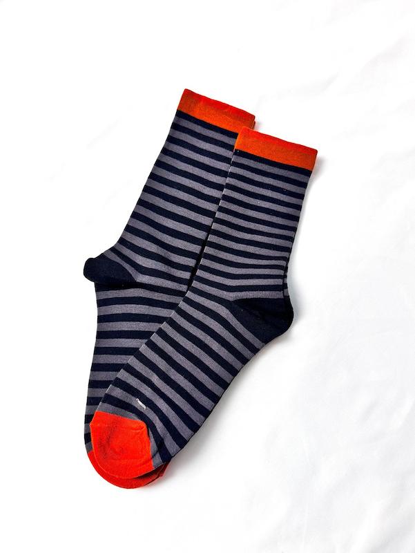 جوراب راه راه ذغالی مشکی