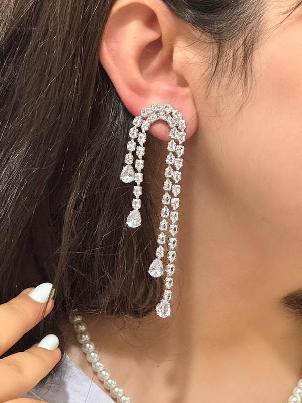 گوشواره جواهری نقره ای 💎