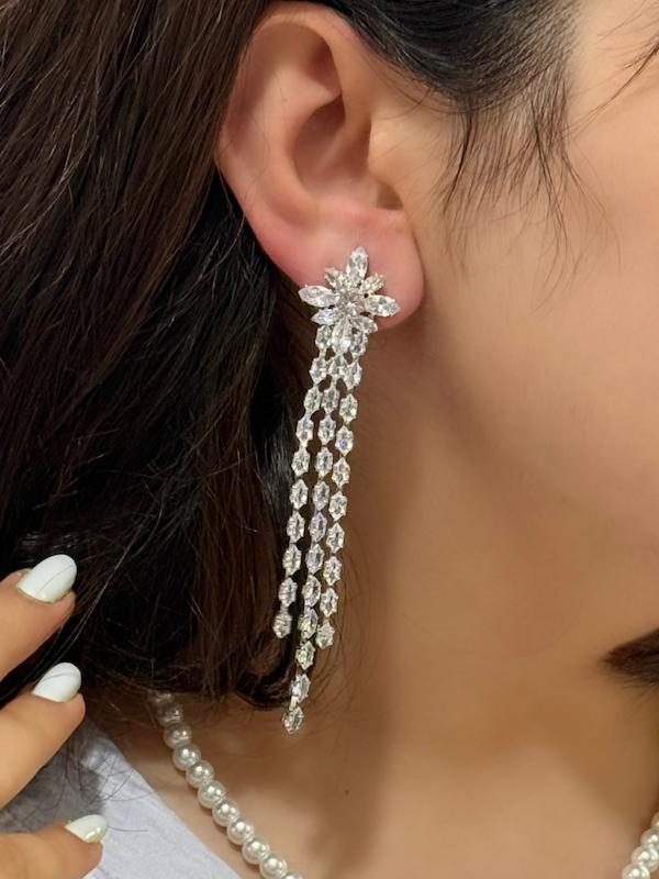 گوشواره جواهری نقره ای 💎