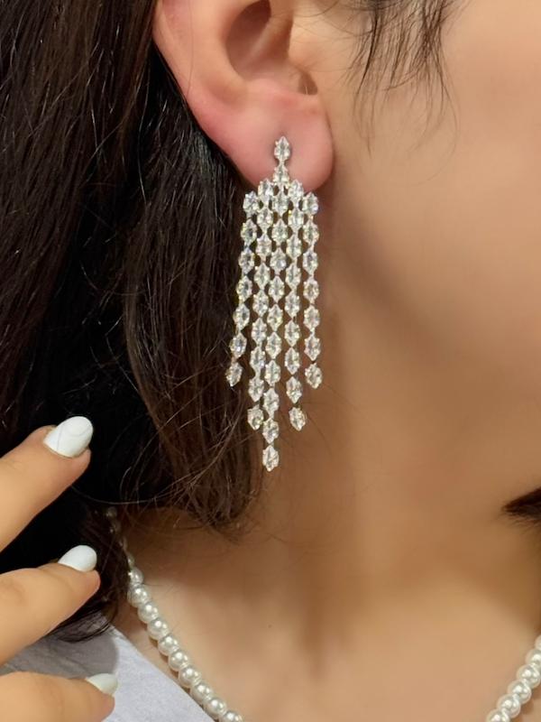 گوشواره جواهری نقره ای 💎