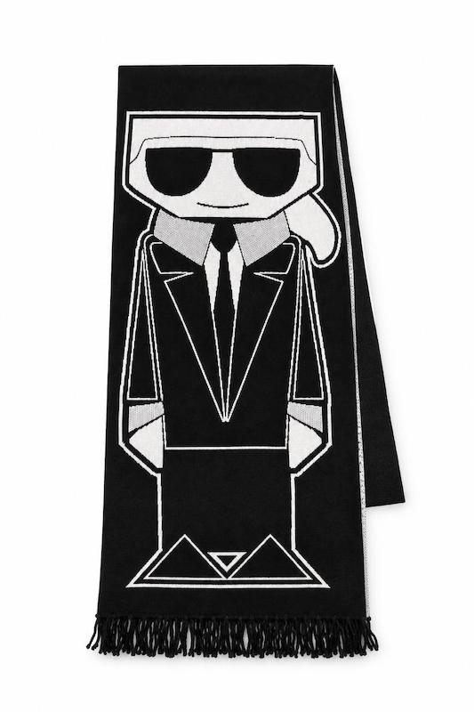 شال زنانه برند کارل لاگرفلد (KARL LAGERFELD) مشکی سفید