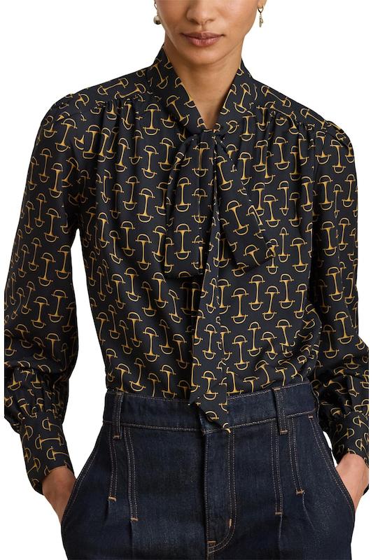 شومیز زنانه برند رالف لورن (Ralph Lauren) مشکی طلایی