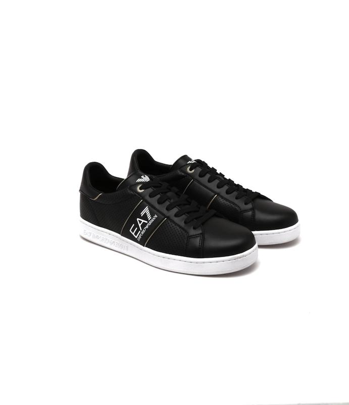کفش اسنیکرز زنانه برند امپوریو آرمانی (EA7 Emporio Armani) مشکی طلایی
