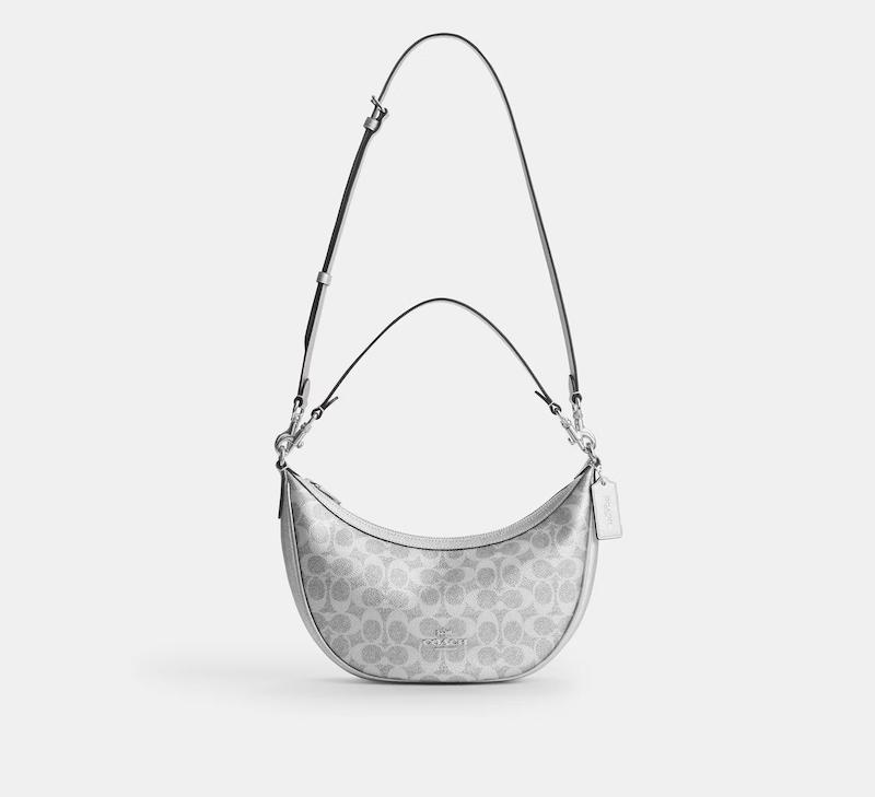 کیف دوشی  زنانه برند کوچ (COACH) نقره ای