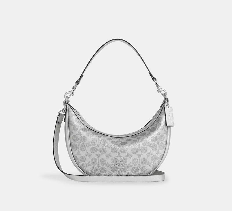 کیف دوشی  زنانه برند کوچ (COACH) نقره ای