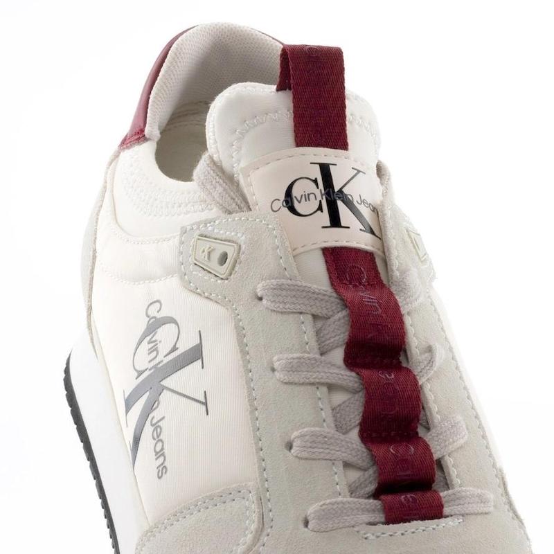 کفش اسنیکرز مردانه برند کالوین کلاین (Calvin Klein) سفید زرشکی