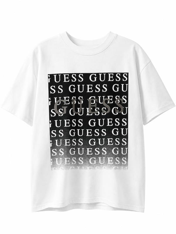 تیشرت مردانه برند گس (Guess) سفید لگو دار مشکی