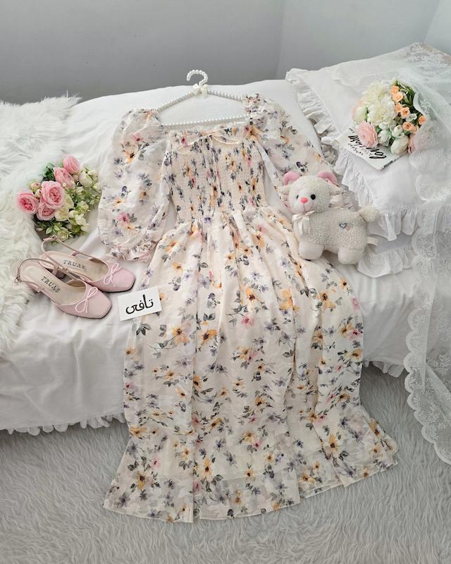 پیراهن باغ بهاری 🐝💐 آستین سه ربع 