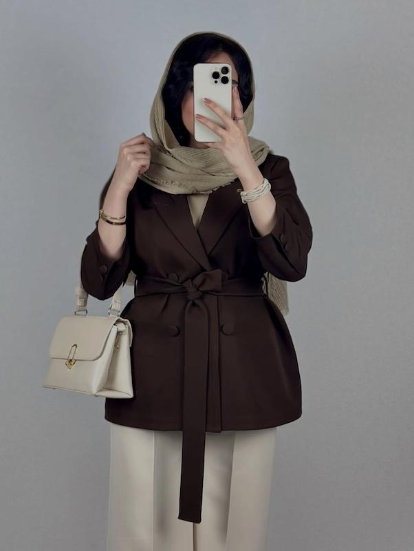 ست آلارا/کت عروسکی مازراتی قهوه ای موکا و شلوار واید کرمی  زنانه مازراتی 