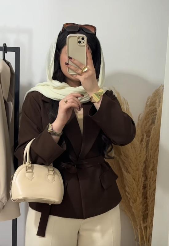 کت موآنا/کت کلاسیک رسمی زنانه قهوه ای موکا تیره
