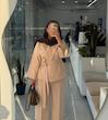 ست پنکیک ماکیاتو/ کت عروسکی زنانه و شلوار واید لگ کرم پنکیکی مازراتی زنانه 