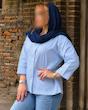 شومیز آبنبات رنگی/شومیز باکسی راه راه زنانه /شومیز تابستانه /شومیز راه راه مشکی و آبی