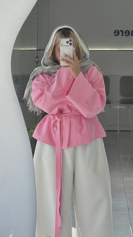 کت توت فرنگی🍓 کت زنانه مازراتی صورتی