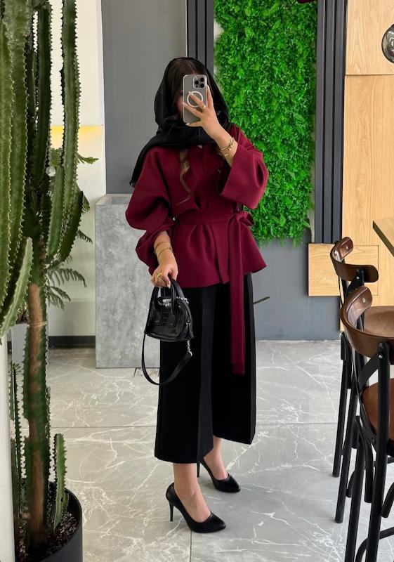 کت چری🍒 کت زنانه مازراتی رنگ چری (زرشکی) پاییزه