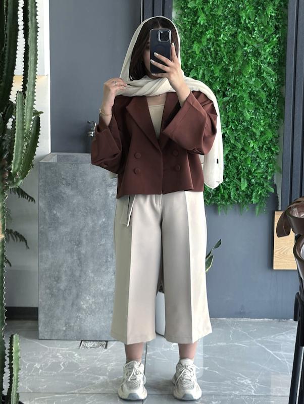 کت دونات/کت کراپ زنانه مازراتی عروسکی قهوه ای موکا 