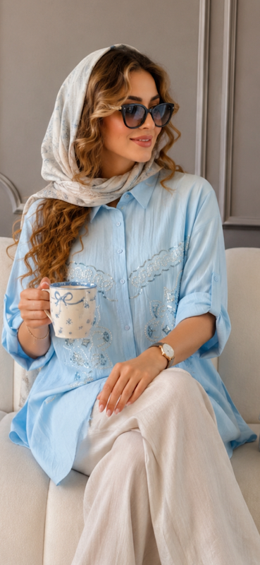 شومیز مجلسی ترک با پارچه تنسل