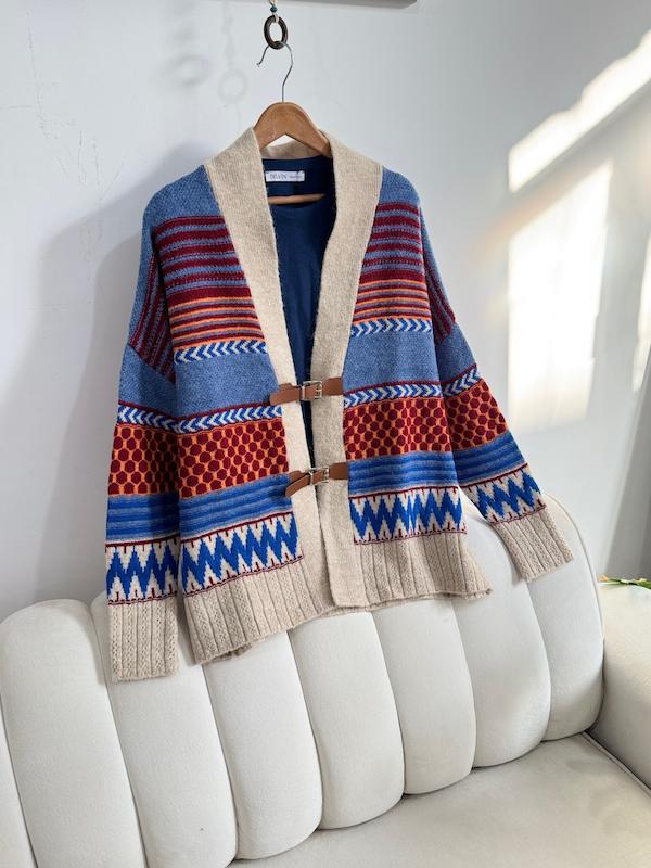 ژاکت بافت کمربندی ترک