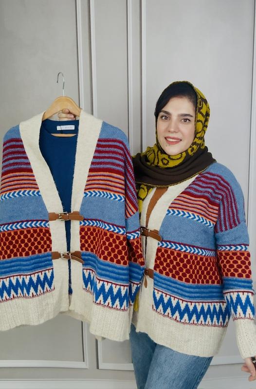 ژاکت بافت کمربندی ترک