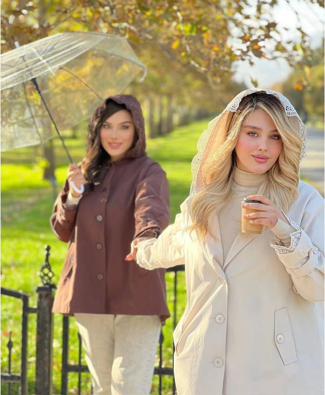 بارونی زنانه اورجینال Robin قهوه‌ای و کرم 