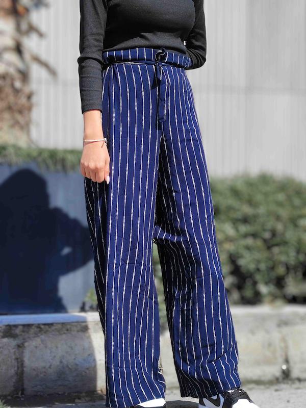 شلوار نخی راه راه