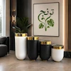 گلدان فایبرگلاس مدل لبه فلز کپسولی