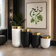 گلدان فایبرگلاس مدل لبه فلز کپسولی