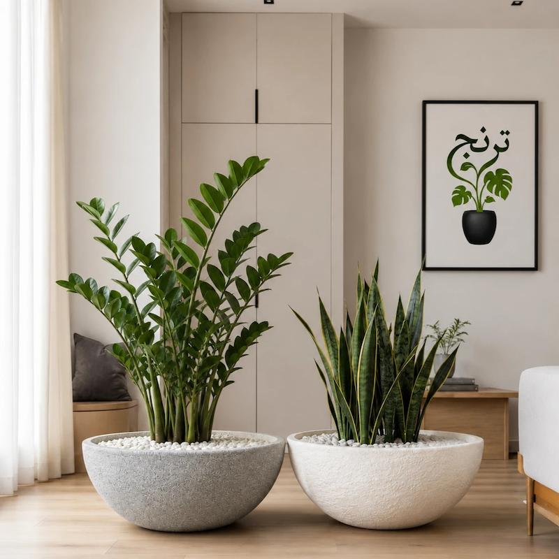 گلدان پلیمری مدل بیضی صخره ای