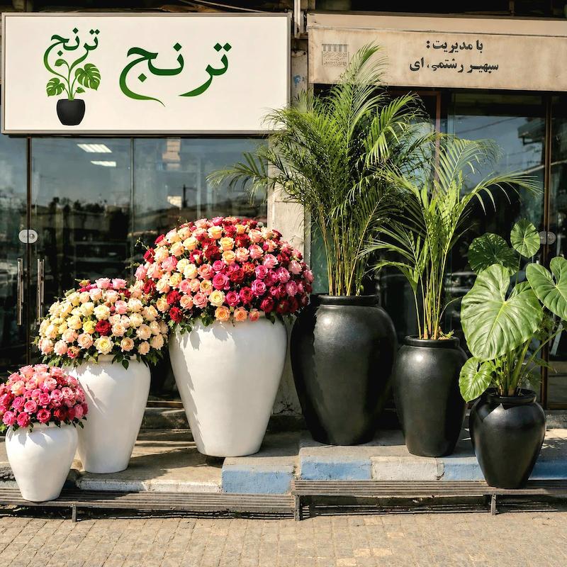 گلدان فایبرگلاس مدل کوزه لبه دار 
